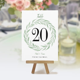 Tarjeta de mesa de boda Corona Verde y Menús