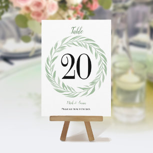 Tarjeta de mesa de boda Corona Verde y Menús
