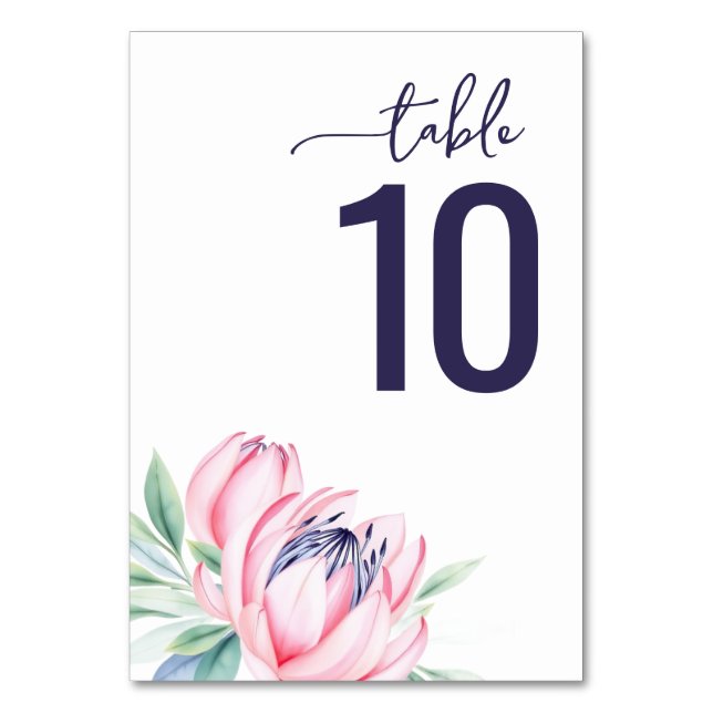 Tarjeta de mesa de boda de acuarela Navy serena (Anverso)