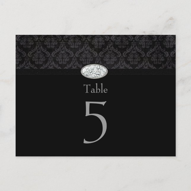Tarjeta de mesa de boda de diamantes de damasco ne (Anverso)