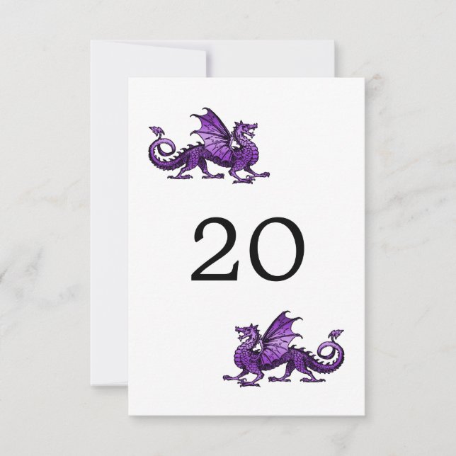 Tarjeta de mesa de boda de dragón púrpura (Anverso)
