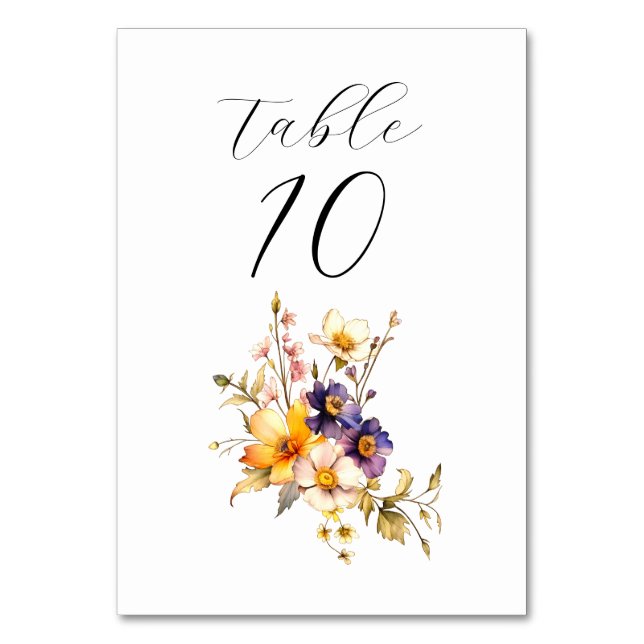 Tarjeta de mesa de Boda de Eclectic Florals (Anverso)