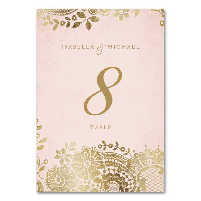 Tarjeta de mesa de boda de encaje elegante de colo (Anverso)