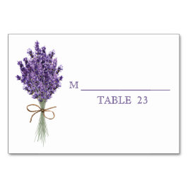 Tarjeta de mesa de boda de flor de lila lavanda pú