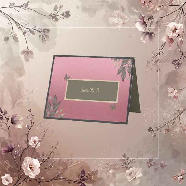 tarjeta de mesa de boda de follaje de purpurina ro (Subido por el creador)