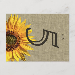 Tarjeta de mesa de Boda de girasol de Burlap