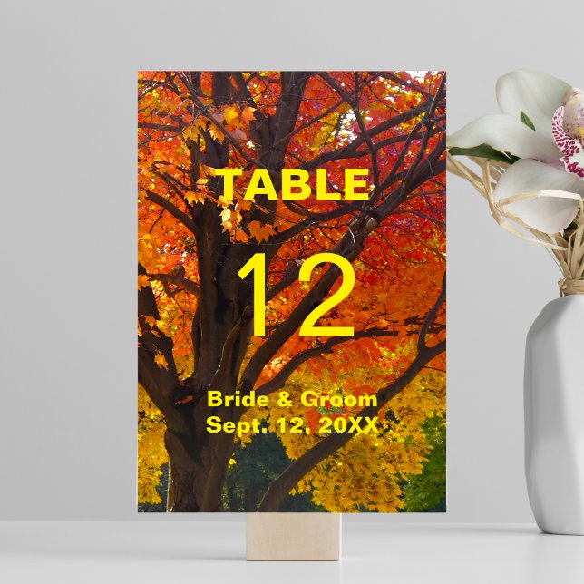 Tarjeta de mesa de boda de hojas de otoño (Autumn Leaves Wedding Table Card)