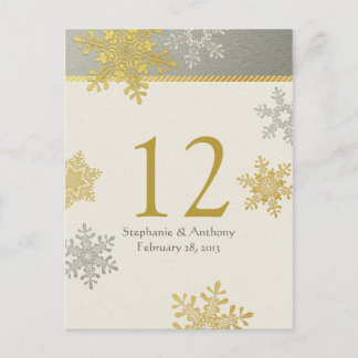 Tarjeta de mesa de Boda de Invierno Silver Gold Sn