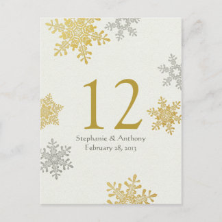 Tarjeta de mesa de Boda de Invierno Silver Gold Sn