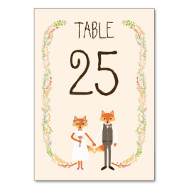 Tarjeta de mesa de Boda de marfil para los zorros