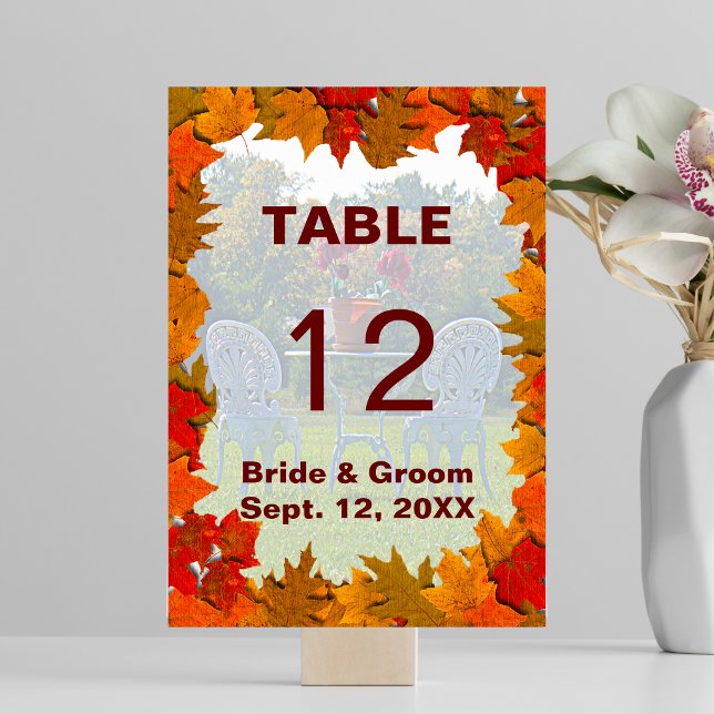Tarjeta de mesa de boda de otoño en prado de amor (Meadow of Love Autumn Wedding Table Card)