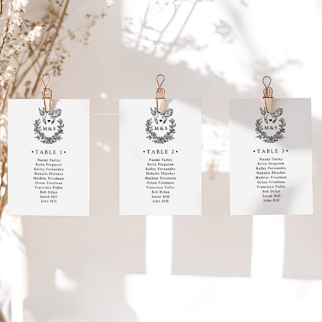 Tarjeta de Mesa de Boda de Palomas Botánicas Minim (Subido por el creador)