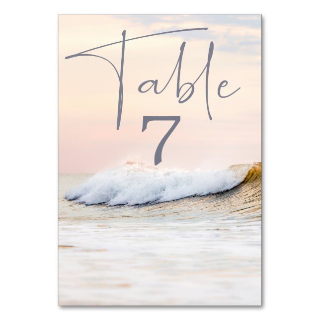 TARJETA DE MESA DE BODA DE PLAYA | NÚMERO DE SOL D (Anverso)