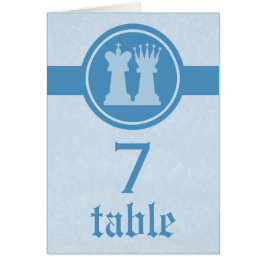 Tarjeta de mesa de boda de rey y reina de ajedrez,