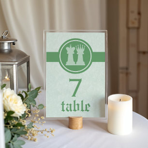 Tarjeta de mesa de boda de Rey y Reina de Ajedrez,
