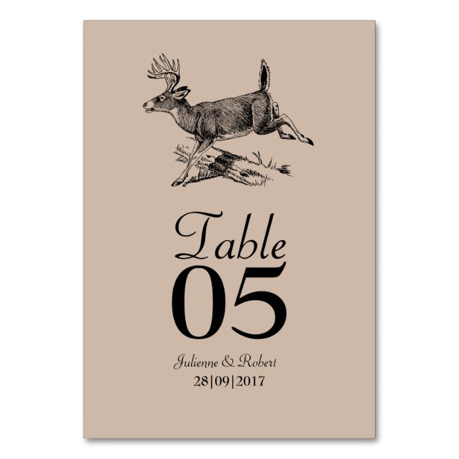 Tarjeta de mesa de Boda de selva de ciervos rusos (Anverso)
