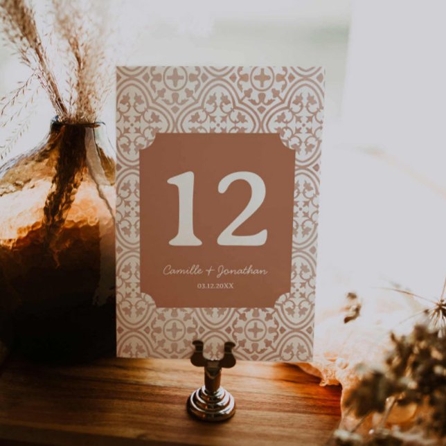Tarjeta de mesa de Boda de Terracota Rústica (Rustic Terracotta Wedding Table Number)