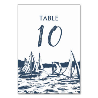 Tarjeta de mesa de Boda de velero náutico
