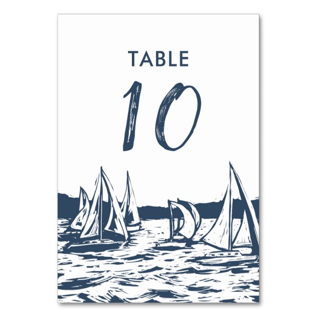 Tarjeta de mesa de Boda de velero náutico (Anverso)