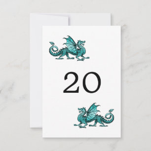 Tarjeta de mesa de boda del dragón verde