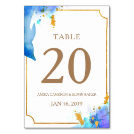 Tarjeta de mesa de Boda delfín azul acuático