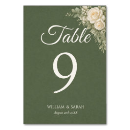 Tarjeta de mesa de boda elegante verde salvia