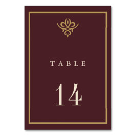 Tarjeta de mesa de boda en burgundy de dinero anti