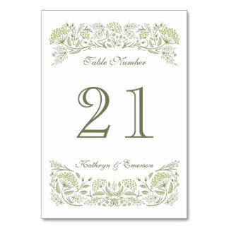 Tarjeta de mesa de boda en la pradera