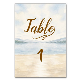Tarjeta de mesa de boda en lago de montaña elegant