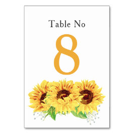 Tarjeta de mesa de Boda floral de girasol amarillo