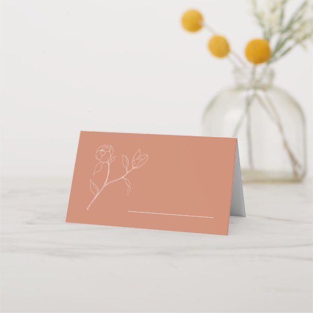 Tarjeta de mesa de Boda floral de Terracotta (Anverso)