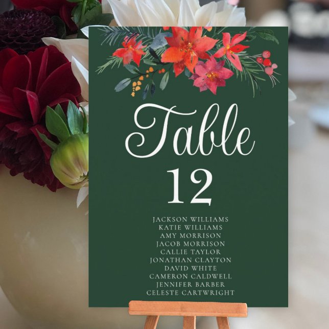 Tarjeta de mesa de Boda floral de vacaciones verde (Subido por el creador)