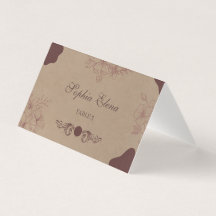 Tarjeta de mesa de boda floral Kraft rústica