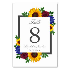 Tarjeta de mesa de Boda floral Rosa de girasol