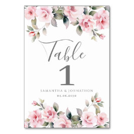 Tarjeta de mesa de boda floral rosa elegante
