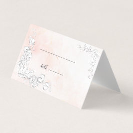 Tarjeta de mesa de Boda floral Rubor sutil y moder