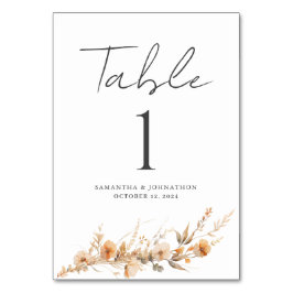 Tarjeta de mesa de Boda floral silvestre