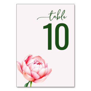 Tarjeta de mesa de boda floral verde serena