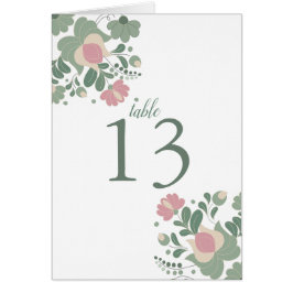 Tarjeta de mesa de boda folk de flores silvestres 