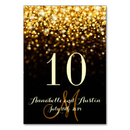 Tarjeta de mesa de Boda Glitz Glam Black Gold