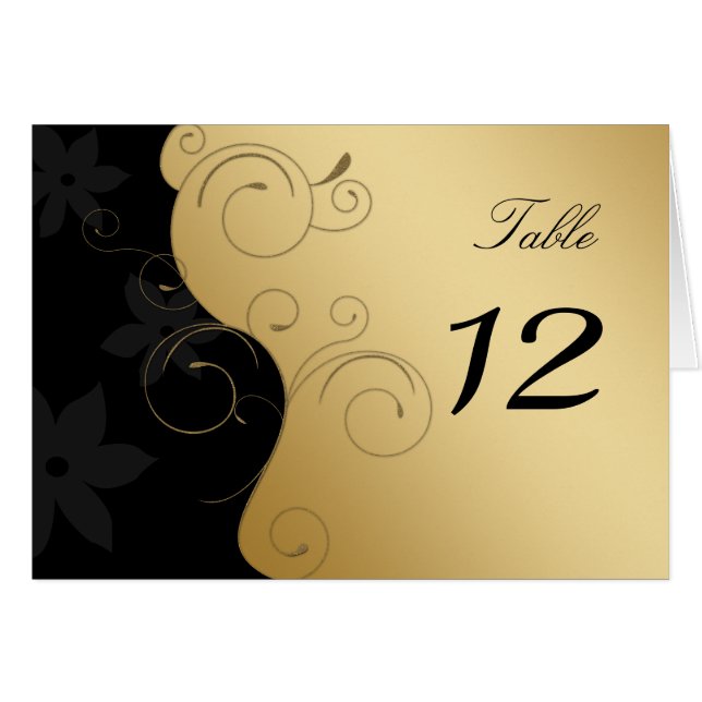 Tarjeta de mesa de Boda Gold-Black de lujo (Anverso (Horizontal))