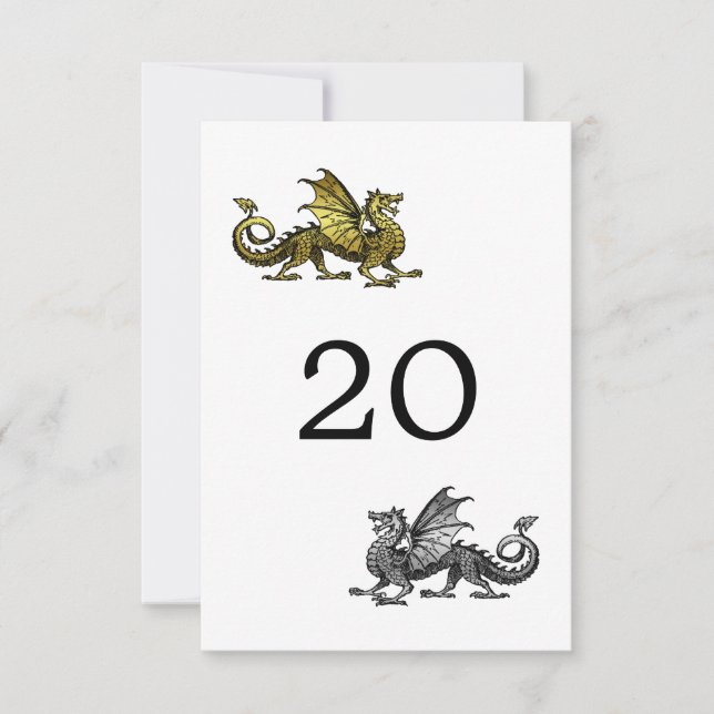 Tarjeta de mesa de Boda Gold Silver Dragon (Anverso)
