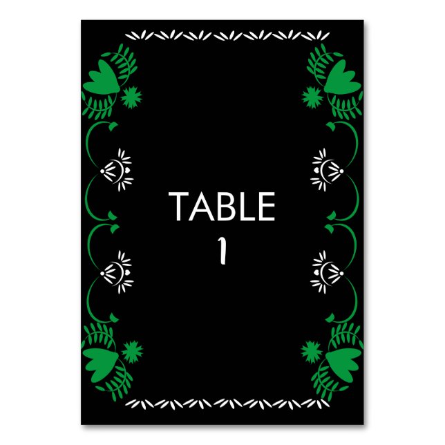 Tarjeta de mesa de boda mexicana floral de papel p (Anverso)