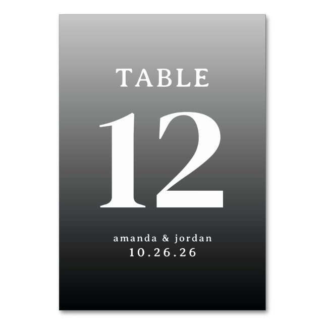 Tarjeta de mesa de boda minimalista gris sofistica (Anverso)