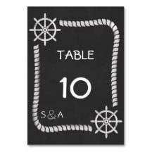 Tarjeta de mesa de Boda náutico de Chalkboard