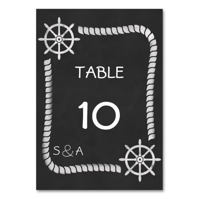 Tarjeta de mesa de Boda náutico de Chalkboard (Anverso)