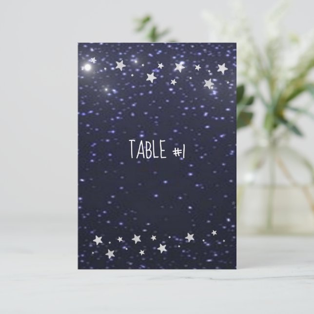 Tarjeta de mesa de Boda nocturno Starry (Anverso de pie)
