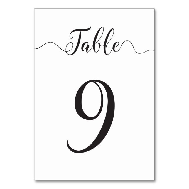 Tarjeta de mesa de boda número 9 (Anverso)