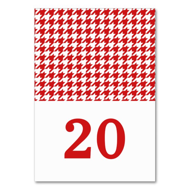 Tarjeta de mesa de Boda Red Houndstoth (Anverso)