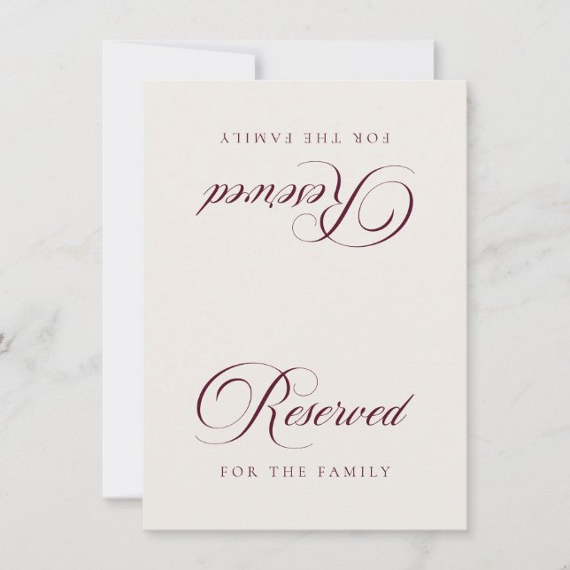 Tarjeta de mesa de boda reservada de marfil clásic (Anverso)